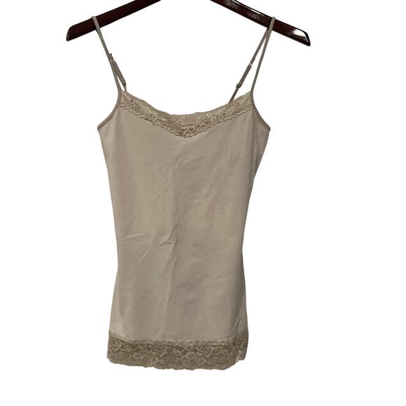 Nude Lace Trim Cami with Shelf Bra, Size Small, 1367-V - Picture 1 of 3